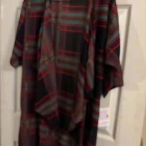 LuLaRoe Red and Gray Striped  cover up size small
